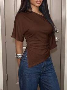 Slaydiva Women T-Shirts - Rust Brown - View 4