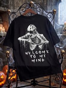 IslaSuriya Men Slogan & Skeleton Graphic Short Sleeve Tee - Black - View 4