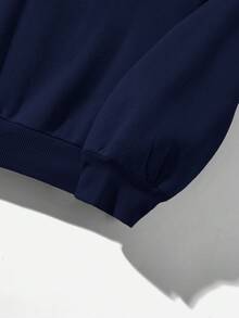 ZURIURI New Women's Fashion Casual Versatile Sweatshirt With Back Print - Navy Blue - View 3