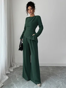 SHEIN Raffinéa Ropa Dos piezas para Mujer - Verde Oscuro - Ver 4