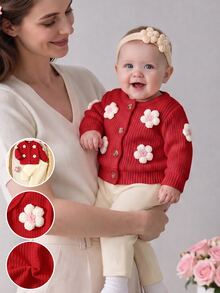 SHEIN Newborn Baby Sets - Red - View 8