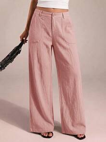 SHEIN PETITE CURVE Plus Size Pants Fall - Dusty Pink - View 4