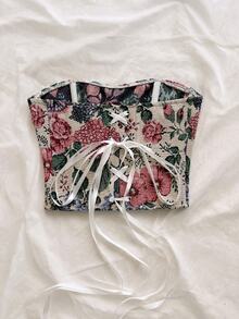 Soleia Atasan Tube Crop Motif Bunga - MultiWarna - View 2