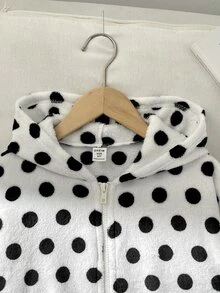 SHEIN Tween Girl Tween Girl Fleece Hooded Zip-Up Jacket For Autumn/Winter, Suitable For Outdoor And Back - White - View 5