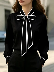 Balvessa Fall Clothes FOR WomenWomen Blouses & Shirts - Black and White - View 1