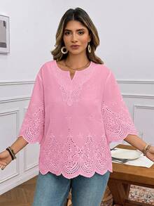 SHEIN LUNE Plus Size Blouses - Pink - View 4