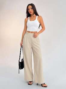 SHEIN PETITE Women Pants - Apricot - View 3