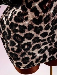 Amplova Leopard Print Crisscross Backless Bodycon Dress - Brown - View 7
