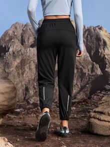 In My Nature Letter Graphic Warm Fleece Outdoor Pants - Black - View 6