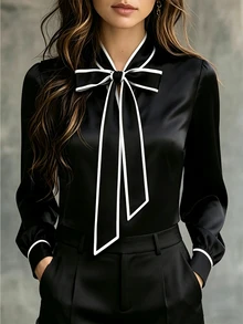 Balvessa Fall Clothes FOR WomenWomen Blouses & Shirts - Black and White - View 3