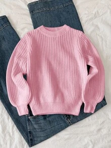 SHEIN Tween Girls Sweaters - Grey - View 3