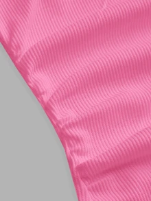 Slaydiva 2026 Primavera/Verano Nuevo Casual Básico Versátil Blanco Liso Acanalado Cuello Redondo Espalda de Corredor - Rosa vieja - Ver 5
