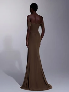 Elitara Women Formal & Evening Dresses - Coffee Brown - View 2