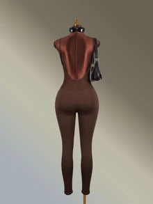 Amplova Women Sports Jumpsuits - Brown - View 2
