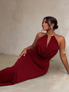 Firerie Plus Size Dresses - Burgundy - View 5
