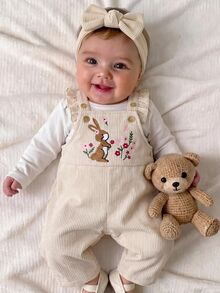 SHEIN Newborn Baby Jumpsuits - Beige - View 3