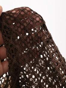 DAZY Top de tirantes liso & Top de punto abierto - Café integral - Ver 6