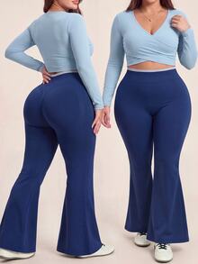 SHEIN Rhythm Era Women Plus Size Sports Leggings & Pants - Navy Blue - View 5