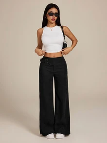SHEIN PETITE Women Pants - Hitam - View 1