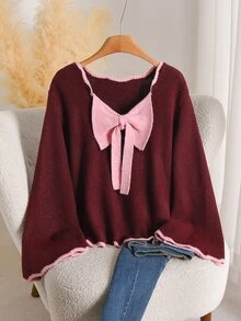 CosyJoli Sweater Ukuran Besar Formal Kantor Merah Marun Musim Gugur Kasual Lembut Bentuk Musim Dingin - MultiWarna - View 5