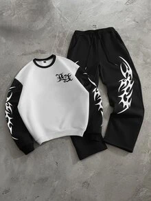 Manfinity Roghcode Men Sweatshirt Co-Ords - Black and White - View 5