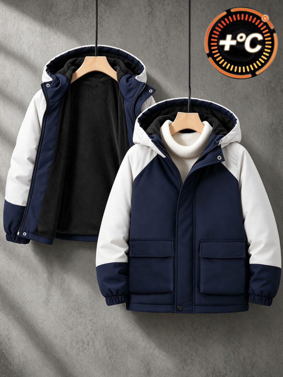 SHEIN Tween Boys Jackets - Navy Blue - View 1