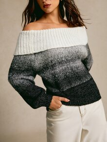 CielaLinda Off Shoulder Colorblock Sweater - Multicolor - View 4