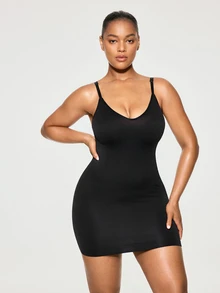 SHAPORA Women's Comfortable Skin-Friendly Plus Size Shaping Dress - Black - View 3