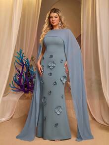 Glamrae Women Plus Formal & Evening Dresses - Dusty Blue - View 6