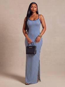 Radiana Vestidos Tallas Grandes - Azul y blanco - Ver 3