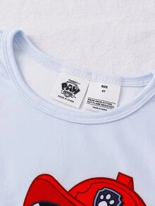 SHEIN | PAW Patrol 小男孩卡通圖案睡衣套裝 - 淺藍色 - 查看 5