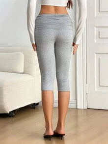 SHEIN Tall High Waist Ruched Skinny Pants - Grey - View 2