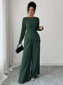 SHEIN Raffinéa Ropa Dos piezas para Mujer - Verde Oscuro - Ver 7