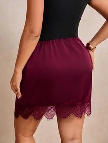 Elaquor Plus Size Skirts Fall - Burgundy - View 2