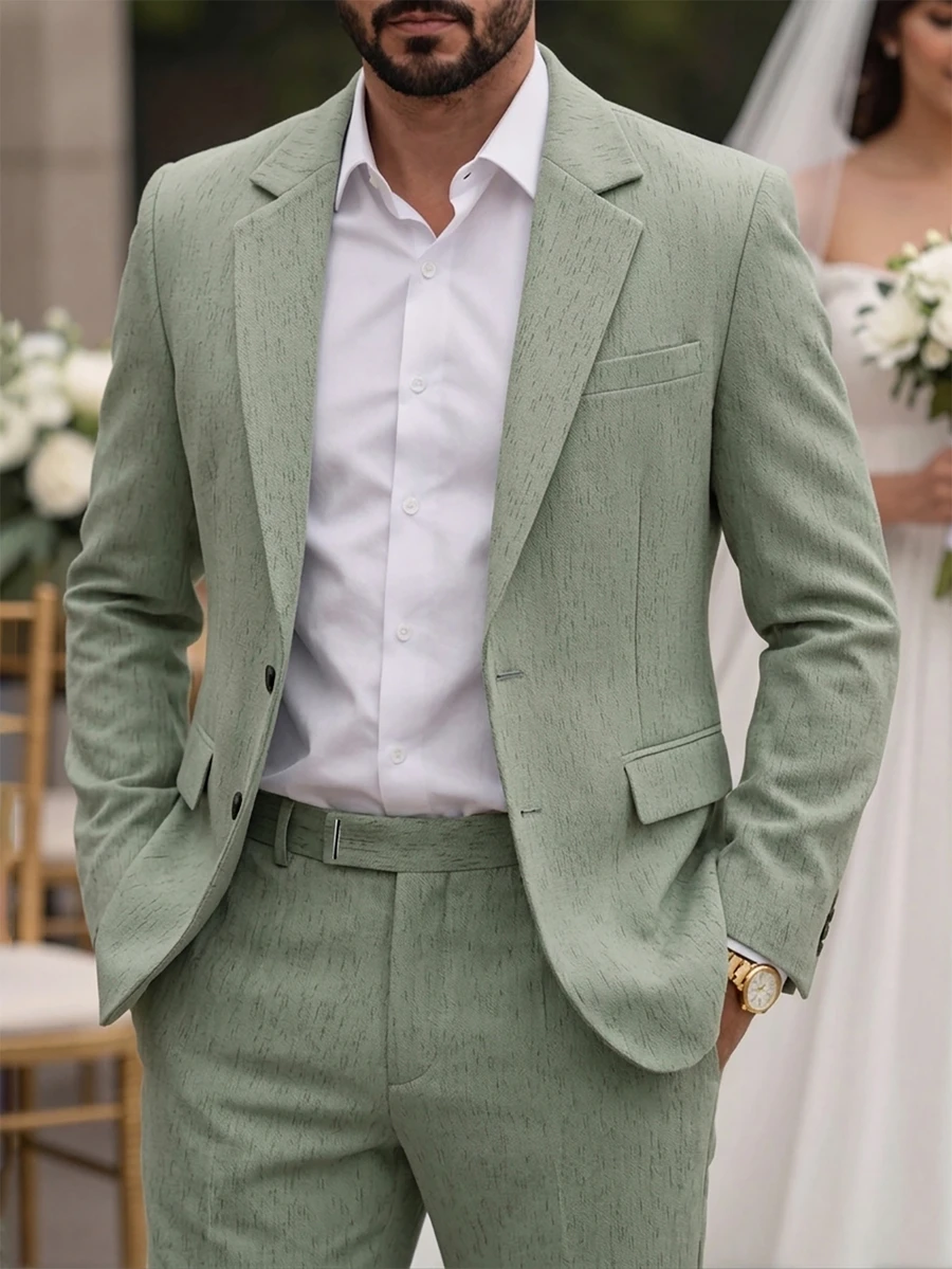 Manfinity Mode Men 1pc Solid Blazer & 1pc Suit Pants - Green - View 1