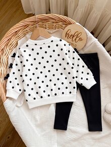 SHEIN 女嬰連帽衫與運動衫套裝 - 黑與白 - 查看 3