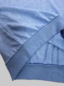 INAWLY Contrast Collar Drop Shoulder Sweatshirt - Baby Blue - View 5