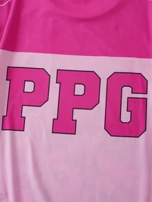 THE POWERPUFF GIRLS X SHEIN تي شيرت قصير الأكمام بطبعة كرتونية وحروف كاجوال يومي للفتيات المراهقات - وردي - مشاهدة 6