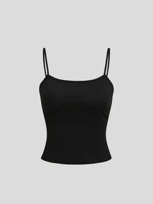 Sweetra 2pcs Asymmetrical Neck Sheer Mesh Top & Cami Top - Black - View 5