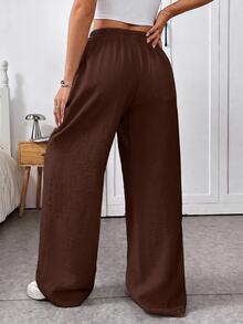 SHEIN EZwear Plus Size Pants - Brown - View 2