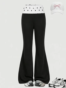 SHEIN Sparklyn Teen Girls Pants - Black and White - View 3