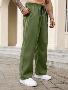 Manfinity Homme Pantalones de talla grande para hombre - Verde militar - Ver 4