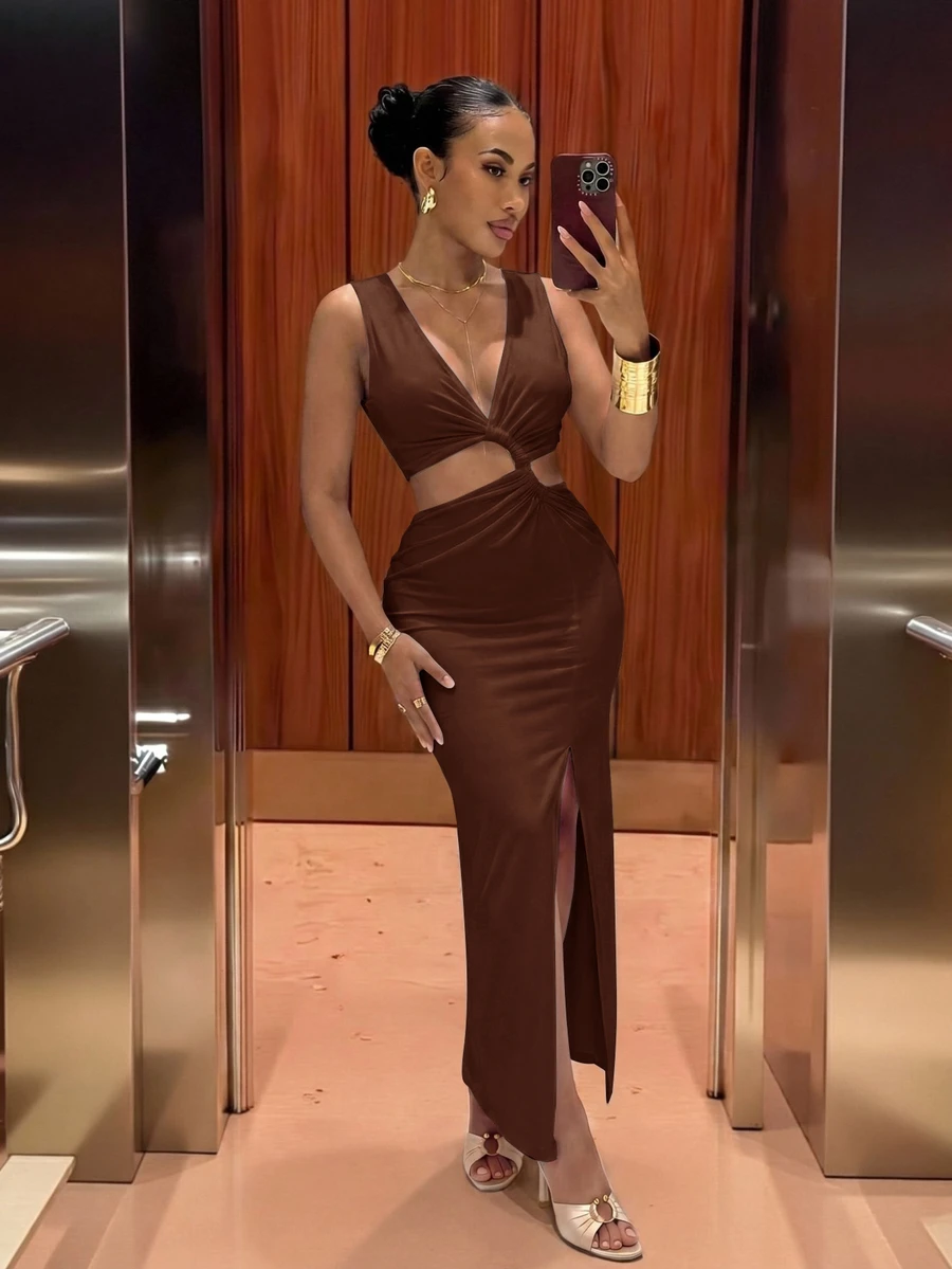 Slaydiva 女式長裙 - 鏽棕色 - 查看 1