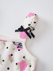 THE POWERPUFF GIRLS X SHEIN Young Girl All-Over Print Pleated Casual Daily Summer Travel Dress - Apricot - View 4