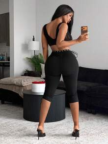 Mistrie Lace Up Front Leggings - Black - View 2