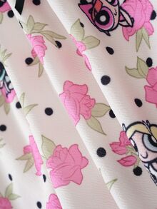 THE POWERPUFF GIRLS X SHEIN Young Girl All-Over Print Pleated Casual Daily Summer Travel Dress - Apricot - View 5