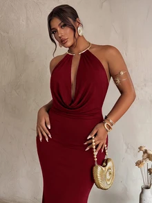 Firerie Plus Size Dresses - Burgundy - View 6