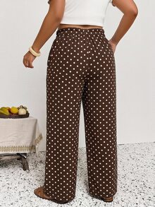 SHEIN Frenchy Plus Size Pants Fall - Brown - View 2