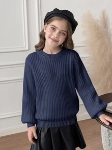 SHEIN Tween Girls Sweaters - Blue - View 6