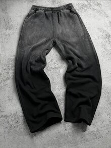 PAVTROS Pantalones de chándal de pierna ancha con cintura de cordón para hombre - Negro - Ver 5